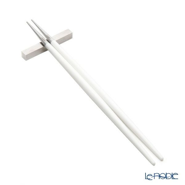 クチポール ゴア GOA ホワイト／シルバー 箸+箸置セット 22cm マット仕上げ
