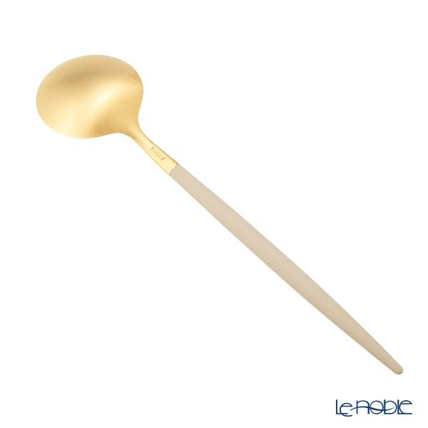 クチポール ゴア GOA アイボリー／ゴールド デザートスプーン 18cm マット仕上げ
