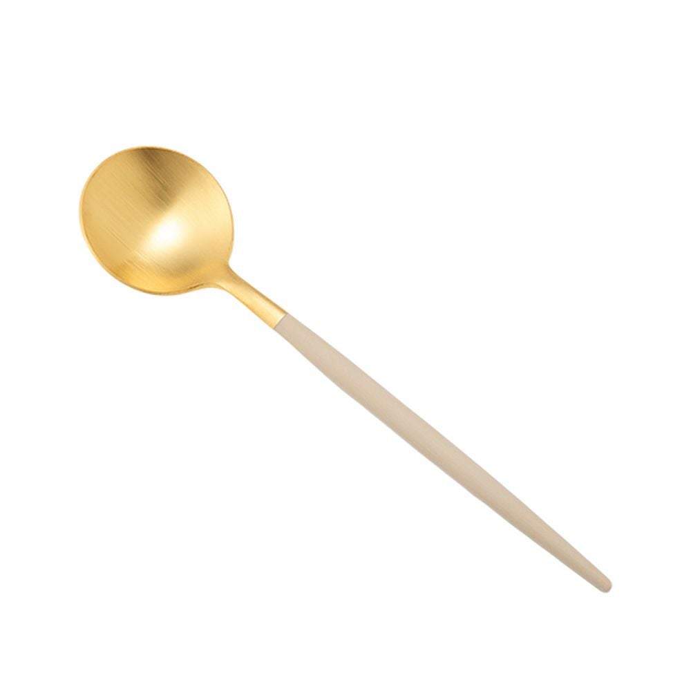 クチポール ゴア GOA アイボリー／ゴールド コーヒー／ティースプーン 13cm マット仕上げ