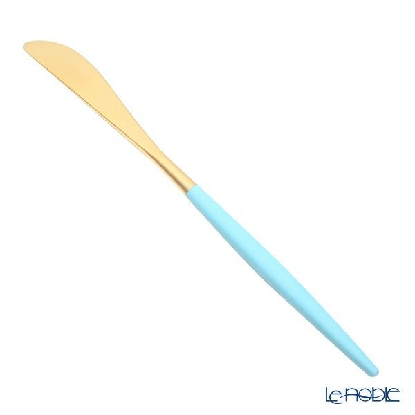 クチポール ミオ MIO ターコイズ／ゴールド テーブルナイフ 23cm マット仕上げ