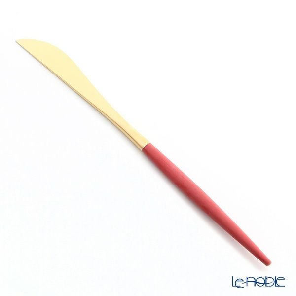 クチポール ゴア GOA レッド／ゴールド マット仕上げ テーブルナイフ 22cm