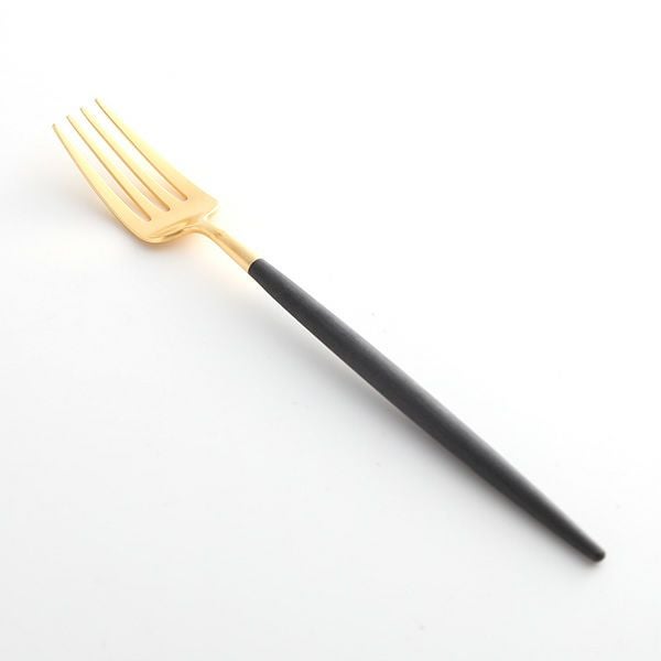クチポール ゴア GOA ブラック／ゴールド デザートフォーク 18.5cm マット仕上げ
