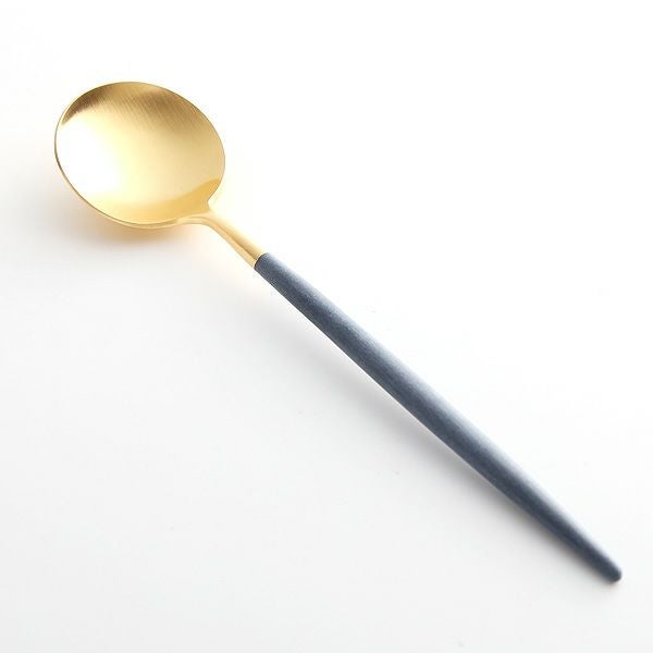 クチポール ゴア GOA ブルー／ゴールド デザートスプーン 18cm マット仕上げ