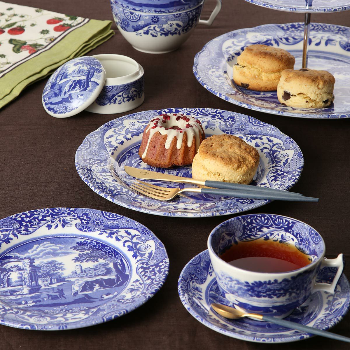 クチポール ゴア GOA ブルー／ゴールド コーヒー／ティースプーン 13cm マット仕上げ