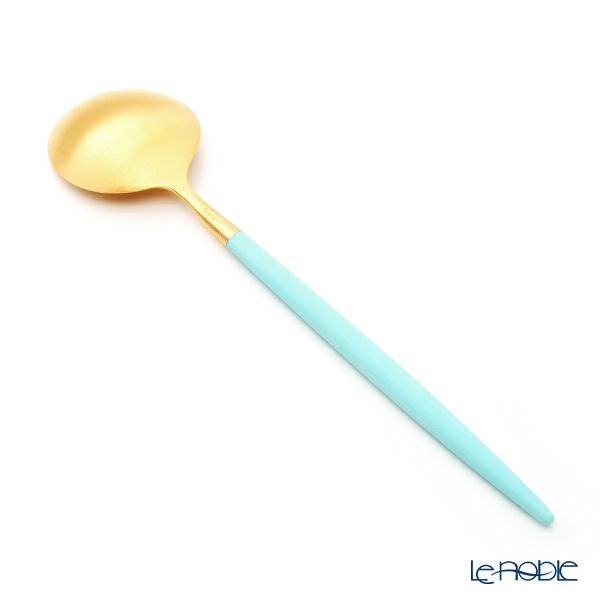 クチポール ゴア GOA ターコイズ／ゴールド デザートスプーン 18cm マット仕上げ