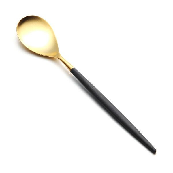 クチポール ミオ MIO ブラック／ゴールド デザートスプーン マット仕上げ