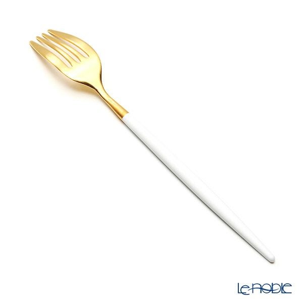 クチポール ミオ MIO ホワイト／ゴールド デザートフォーク マット仕上げ