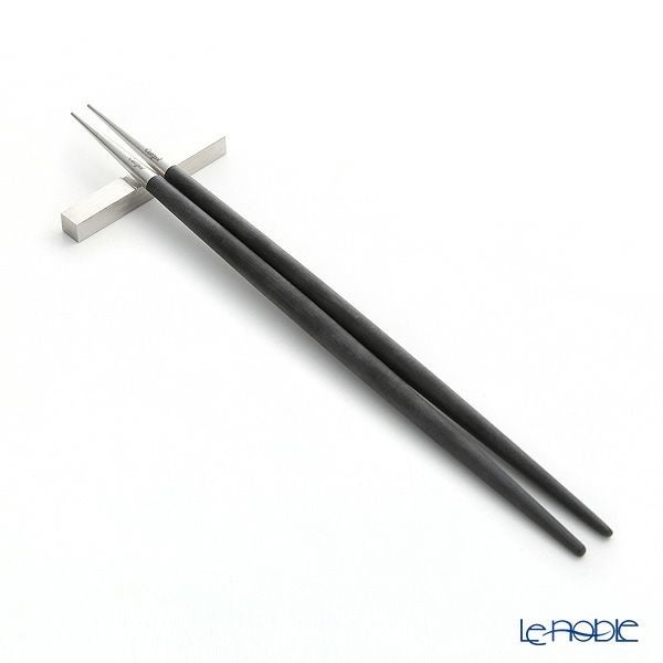 クチポール ゴア GOA ブラック／シルバー 箸+箸置セット 22cm マット仕上げ