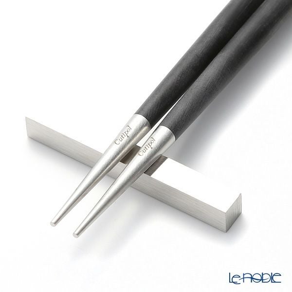 クチポール ゴア GOA ブラック／シルバー 箸+箸置セット 22cm マット仕上げ