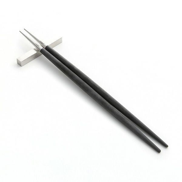 クチポール ゴア GOA ブラック／シルバー 箸+箸置セット 22cm マット仕上げ