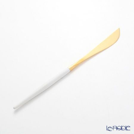 クチポール ゴア GOA ホワイト／ゴールド テーブルナイフ 22cm マット仕上げ