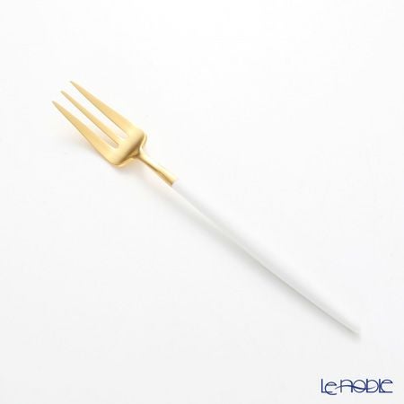 クチポール ゴア GOA ホワイト／ゴールド ペストリーフォーク／ケーキフォーク 17cm マット仕上げ