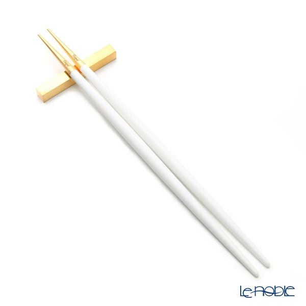 クチポール ゴア GOA ホワイト／ゴールド 箸+箸置セット 22cm マット仕上げ