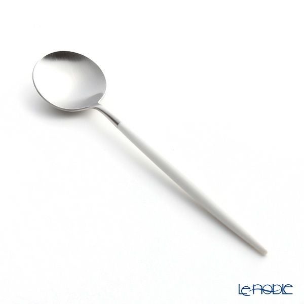 クチポール ゴア GOA ホワイト／シルバー デザートスプーン 18cm マット仕上げ