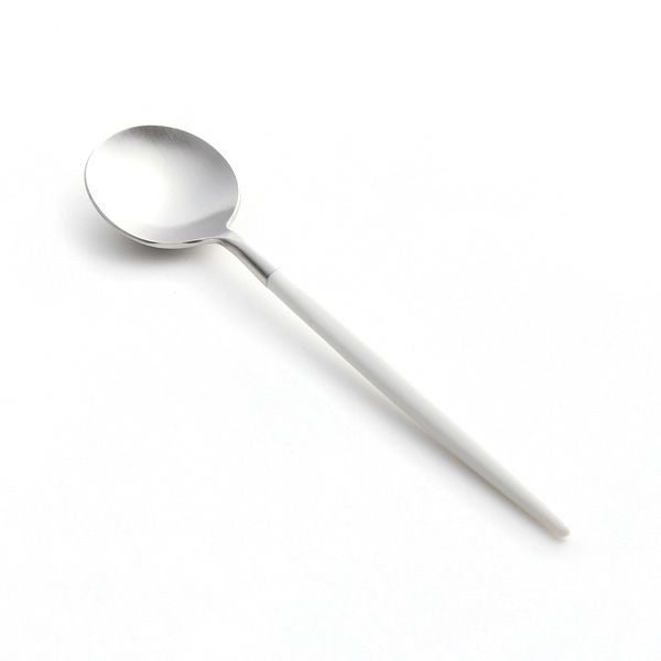 クチポール ゴア GOA ホワイト／シルバー コーヒー／ティースプーン 13cm マット仕上げ