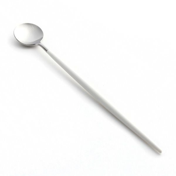 クチポール ゴア GOA ホワイト／シルバー ロングドリンクスプーン 21cm マット仕上げ