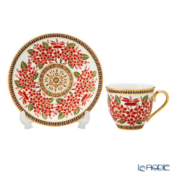 ブランベンジャロン工房 コーヒーカップ＆ソーサー プルメリアレッド【化粧箱入】