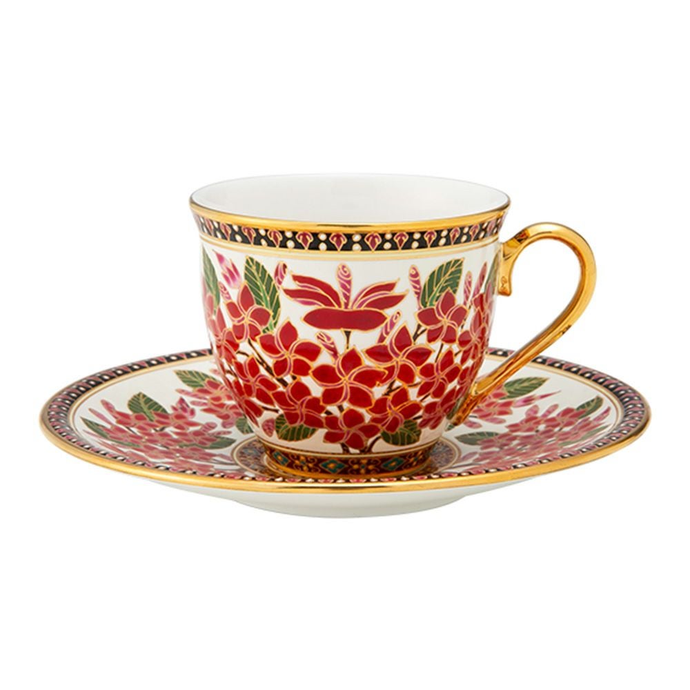 ブランベンジャロン工房 コーヒーカップ＆ソーサー プルメリアレッド【化粧箱入】