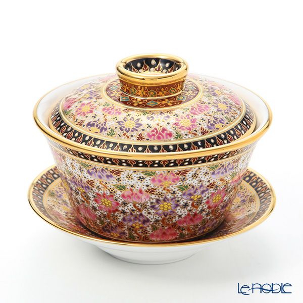 ブランベンジャロン工房 ロータスフラワー多彩 オリエンタルカップ＆ソーサー L