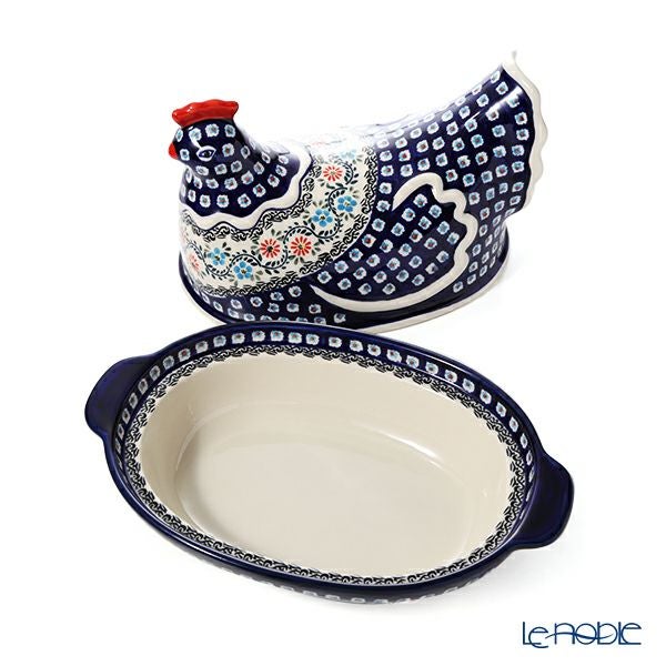 ポーリッシュポタリー（ポーランド陶器） ボレスワヴィエツ 蓋付きディッシュ（ニワトリ） 32.5cm 1773／1788／A-1145A