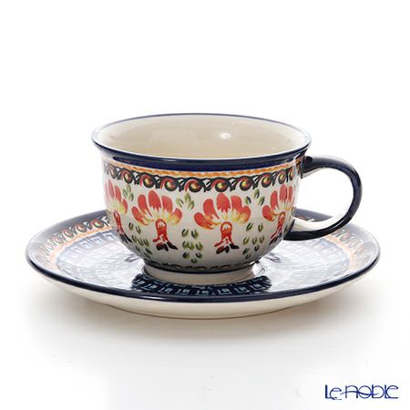 ポーリッシュポタリー（ポーランド陶器） ボレスワヴィエツ ティーカップ＆ソーサー 220ml／16cm 775／836／DU-184