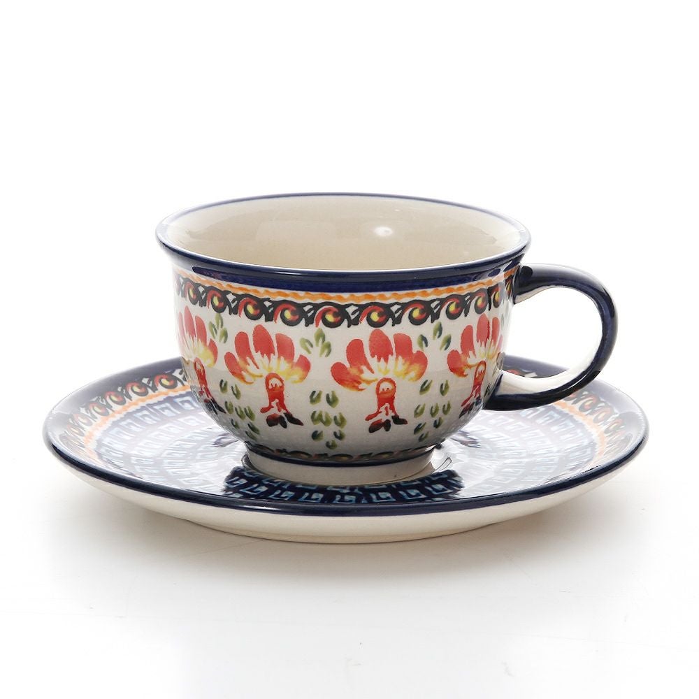 ポーリッシュポタリー（ポーランド陶器） ボレスワヴィエツ ティーカップ＆ソーサー 220ml／16cm 775／836／DU-184