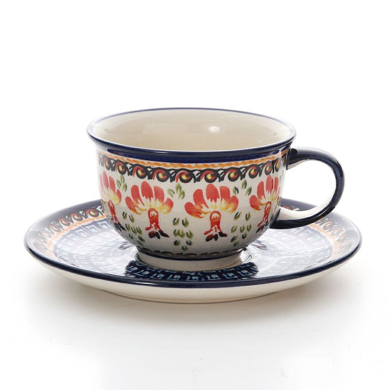 ポーリッシュポタリー（ポーランド陶器） ボレスワヴィエツ ティーカップ＆ソーサー 220ml／16cm 775／836／DU-184