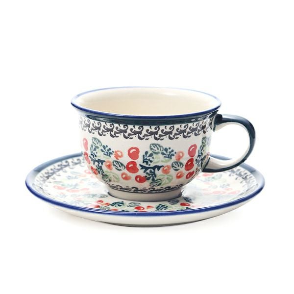 ポーリッシュポタリー（ポーランド陶器） ボレスワヴィエツ ティーカップ＆ソーサー 220ml／16cm 775／836／DU-158