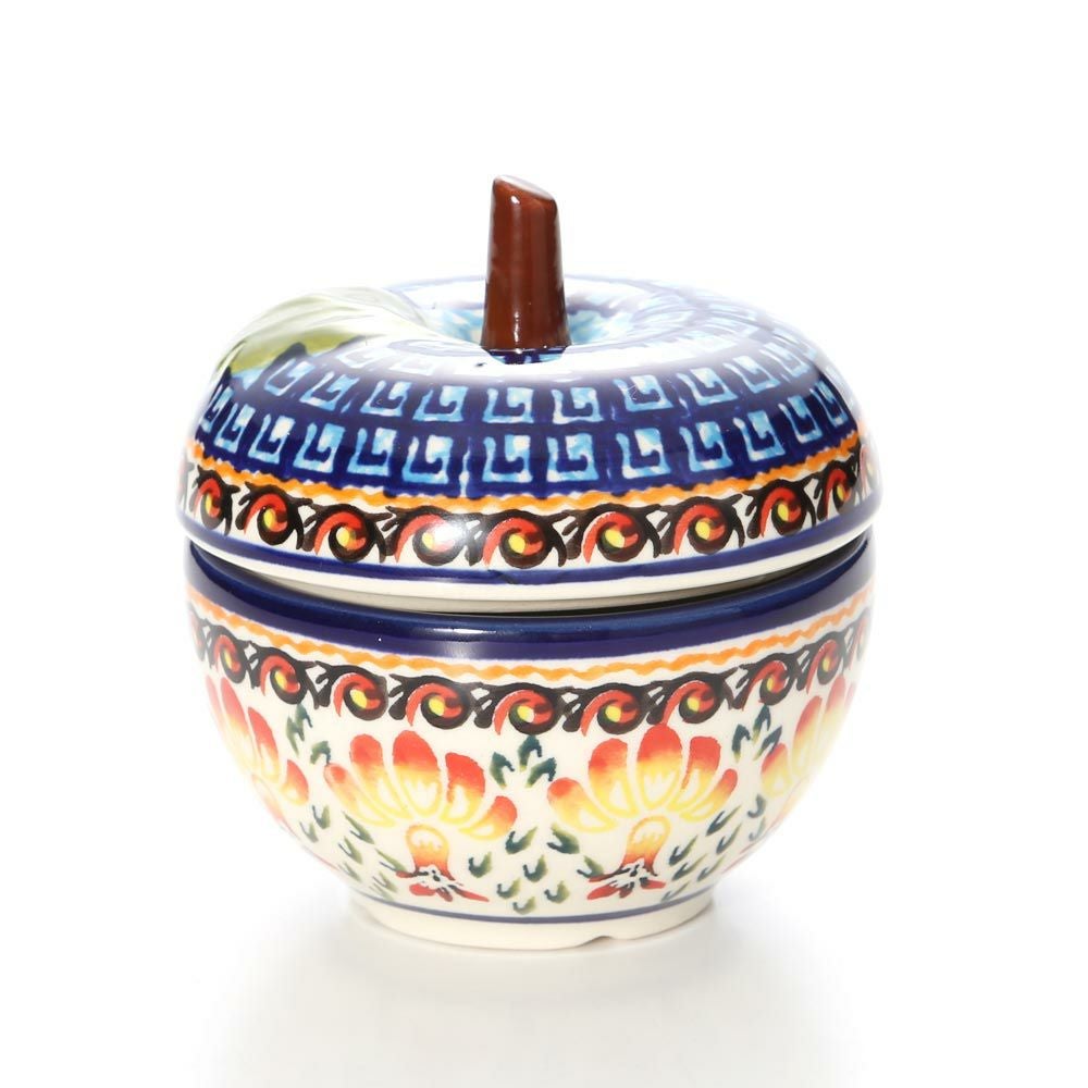 ポーリッシュポタリー（ポーランド陶器） ボレスワヴィエツ キャニスター（リンゴ） 9.2cm／100ml 1899／DU-184