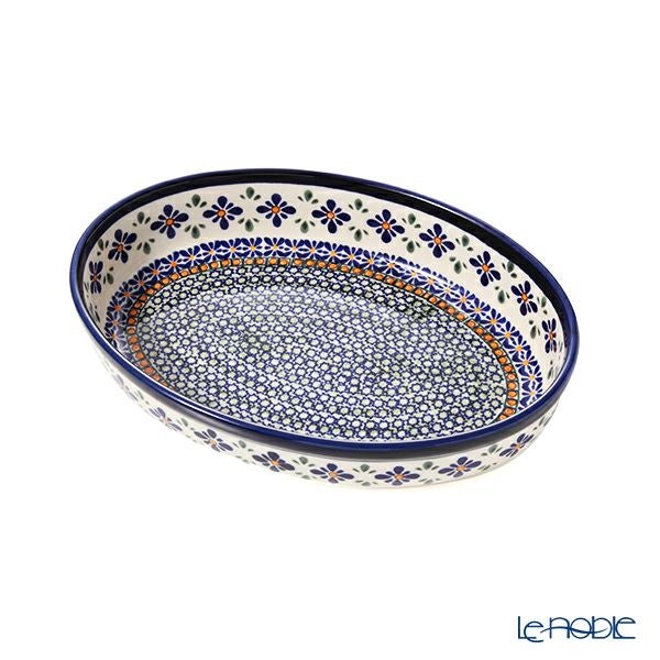 ポーリッシュポタリー（ポーランド陶器） ボレスワヴィエツ ディッシュ／楕円皿／オーバルボウル 19×27.5cm 349A／DU-60