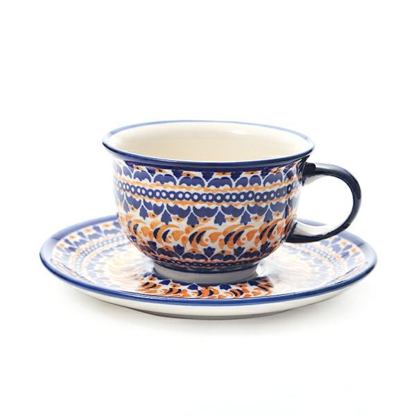 ポーリッシュポタリー（ポーランド陶器） ボレスワヴィエツ ティーカップ＆ソーサー 220ml／16cm 775／836／DU-225