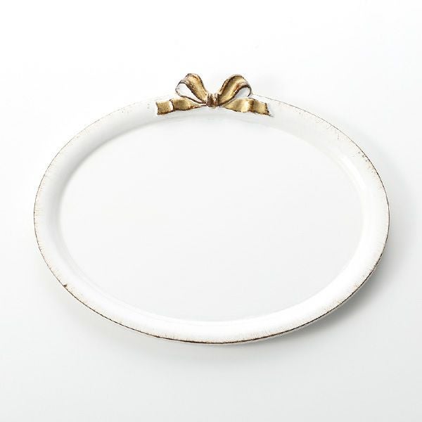 ソルディ フィレンツェ トレイ オーバル 18×24cm ホワイト／ゴールドリボン D218