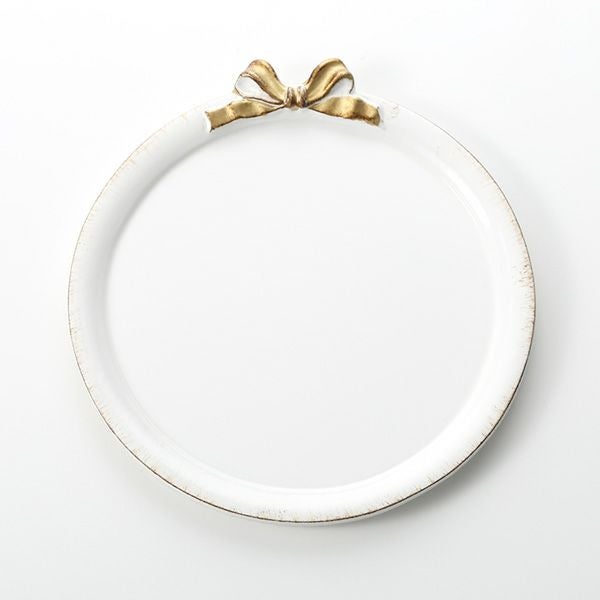 ソルディ フィレンツェ トレイ ラウンド 20cm ホワイト／ゴールドリボン D216