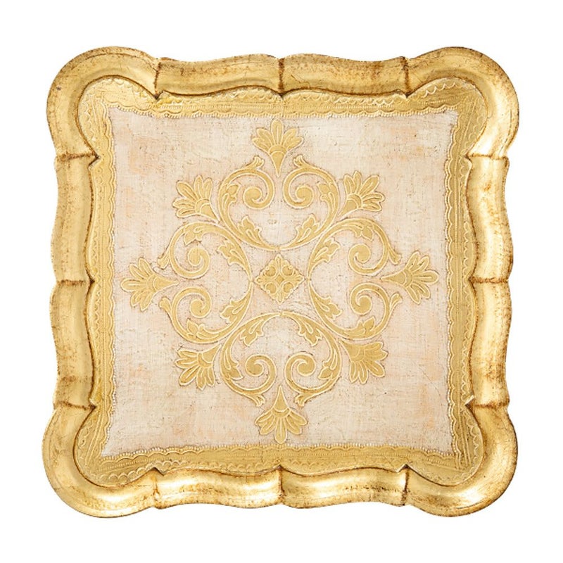 ソルディ フィレンツェ トレイ スクエア 21076 ホワイト／ゴールド 30×30cm