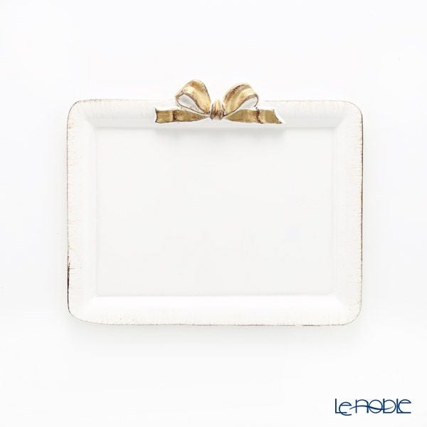 ソルディ フィレンツェ トレイ ミニ 長方形 ホワイト／ゴールドリボン 15×21cm D211H