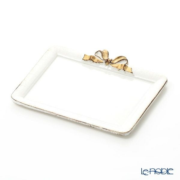 ソルディ フィレンツェ トレイ ミニ 長方形 ホワイト／ゴールドリボン 15×21cm D211H