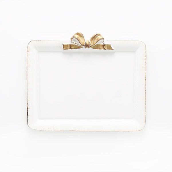 ソルディ フィレンツェ トレイ ミニ 長方形 ホワイト／ゴールドリボン 15×21cm D211H