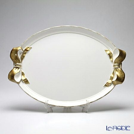 ソルディ フィレンツェ トレイ オーバル 36×51cm ホワイト／ゴールドリボン 1004
