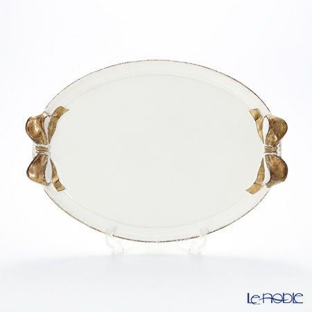 ソルディ フィレンツェ トレイ オーバル 30×43cm ホワイト／ゴールドリボン 1003