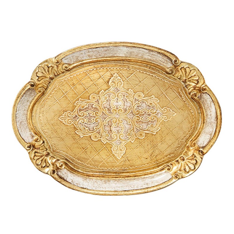 ソルディ フィレンツェ トレイ オーバル 22×30cm ホワイト／ゴールド 12／GTR-1
