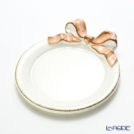 ソルディ フィレンツェ コースター ラウンド リボン ホワイト／ピンク 1020