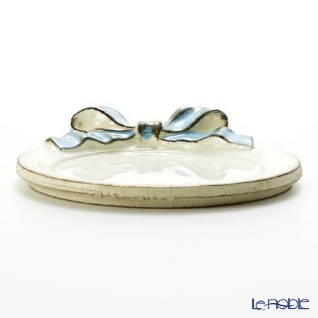 ソルディ フィレンツェ ミニトレイ／コースター ラウンド リボン ホワイト／ライトブルー 1020