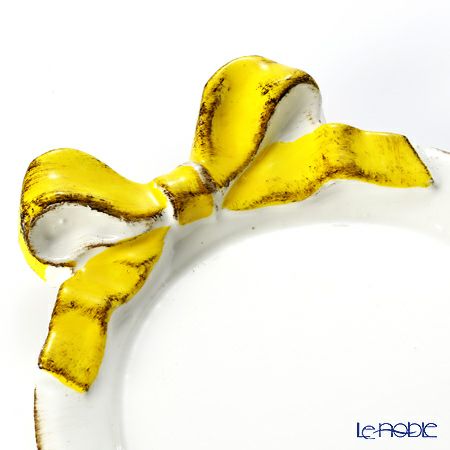 ソルディ フィレンツェ コースター ラウンド リボン ホワイト／イエロー 1020