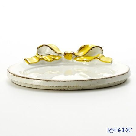 ソルディ フィレンツェ コースター ラウンド リボン ホワイト／イエロー 1020