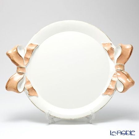 ソルディ フィレンツェ トレイ ラウンド 38×47cm リボン ホワイト／ピンク 1000