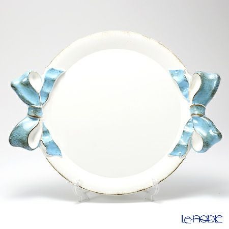 ソルディ フィレンツェ トレイ ラウンド 38×47cm リボン ホワイト／ライトブルー 1000