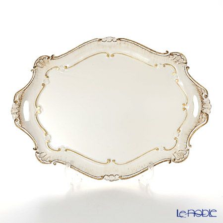 ソルディ フィレンツェ トレイ バロッコ オーバル 41.5×30cm ホワイト／ゴールド 3050／1
