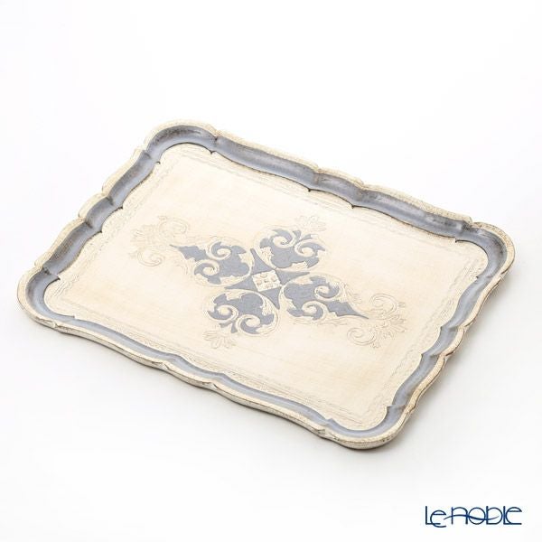 ソルディ フィレンツェ トレイ 長方形 ホワイト×ブルーグレー 41.5×32cm 3046／4