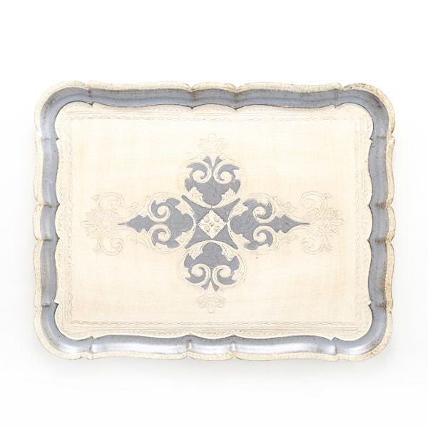 ソルディ フィレンツェ トレイ 長方形 ホワイト×ブルーグレー 41.5×32cm 3046／4