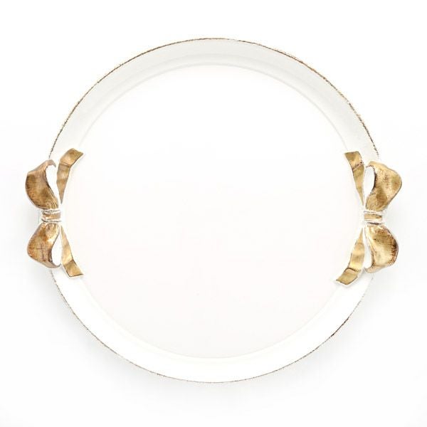 ソルディ フィレンツェ トレイ ラウンドトレイ リボン ホワイト ゴールド 40×38cm A9